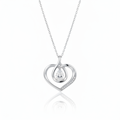 Silver infinity heart pendant necklace
