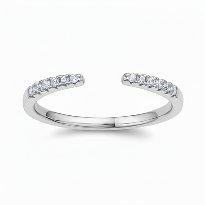 Silver Open Pavé Ring - White Background