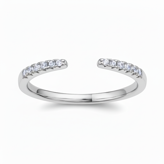 Silver Open Pavé Ring - White Background