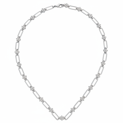 Silver Paperclip Chain Necklace - White Background