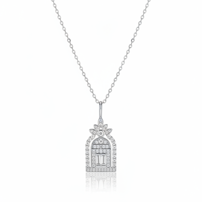 Silver version of arched door pendant