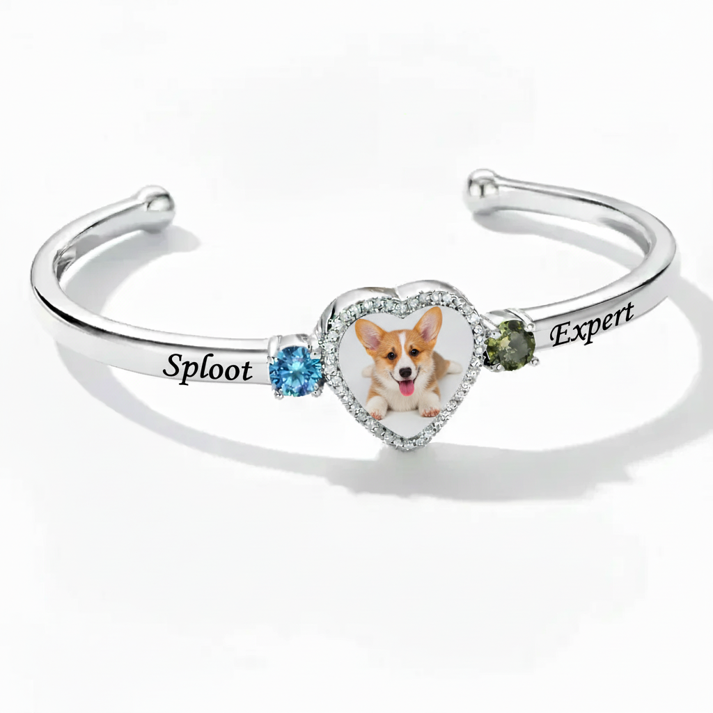 Delicate Heart Locket Bangle — Adjustable Fit, Timeless Sparkle B4007