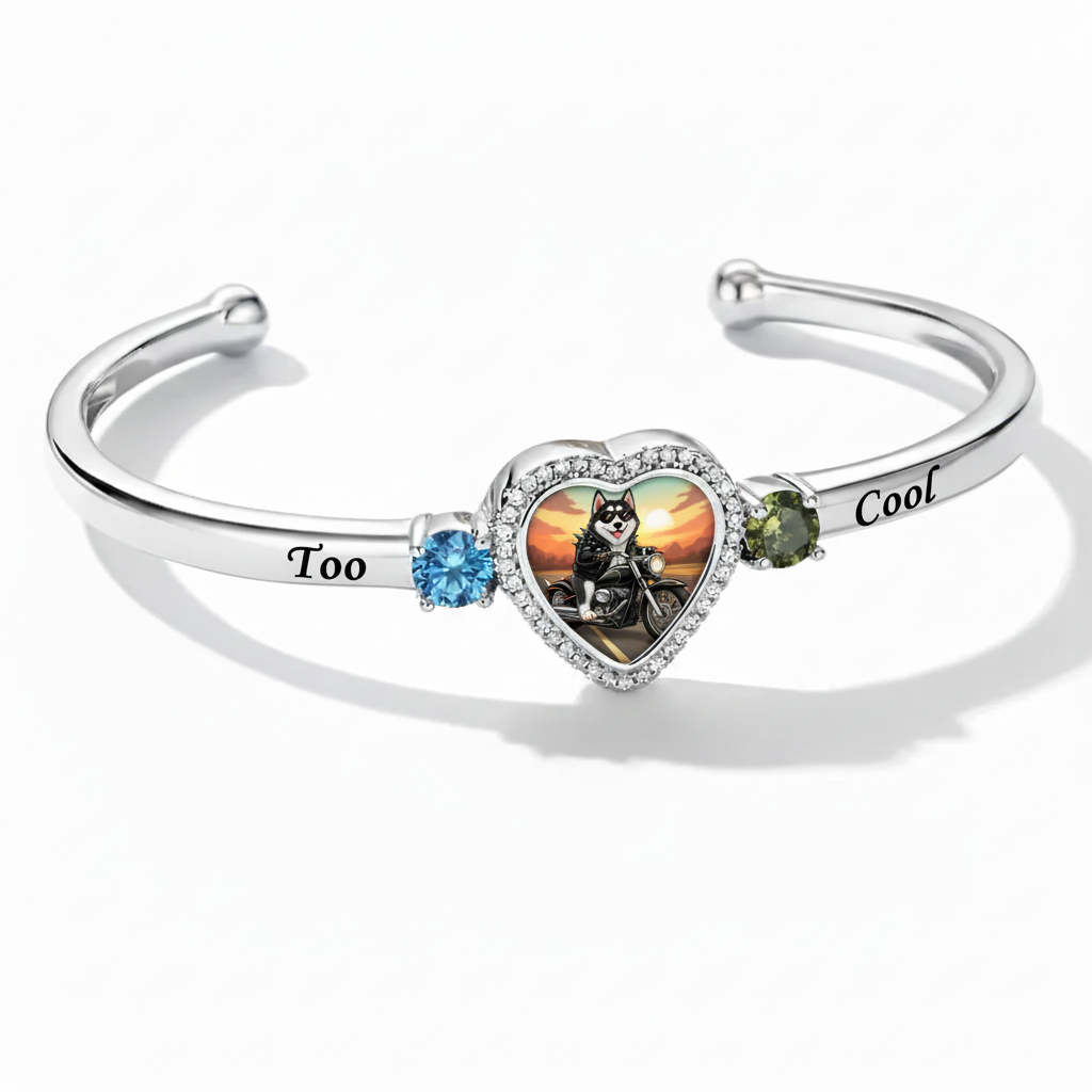Delicate Heart Locket Bangle — Adjustable Fit, Timeless Sparkle B4002