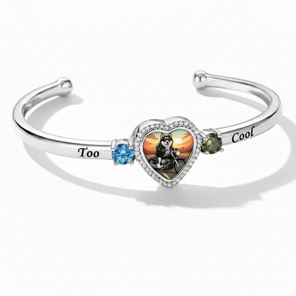 Delicate Heart Locket Bangle — Adjustable Fit, Timeless Sparkle B4002