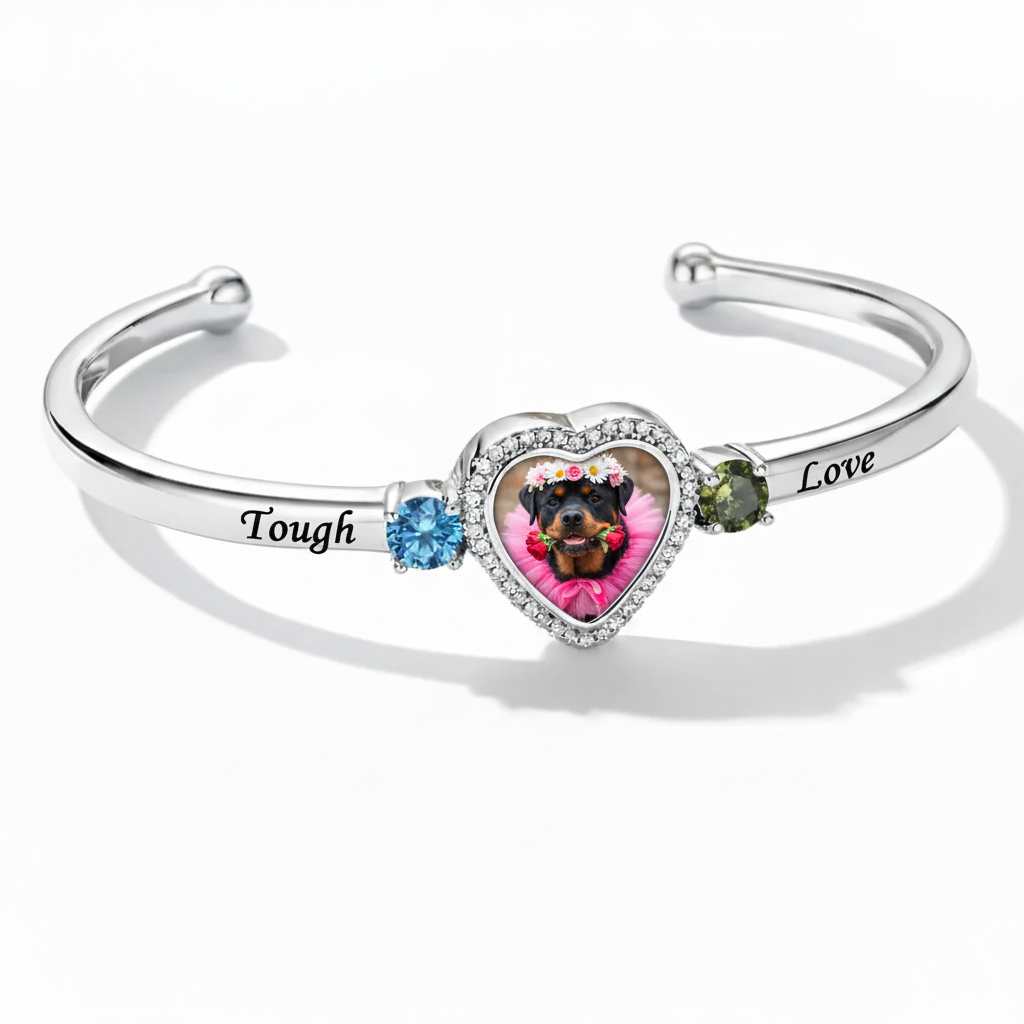 Delicate Heart Locket Bangle — Adjustable Fit, Timeless Sparkle B4001