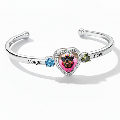 Delicate Heart Locket Bangle — Adjustable Fit, Timeless Sparkle B4001