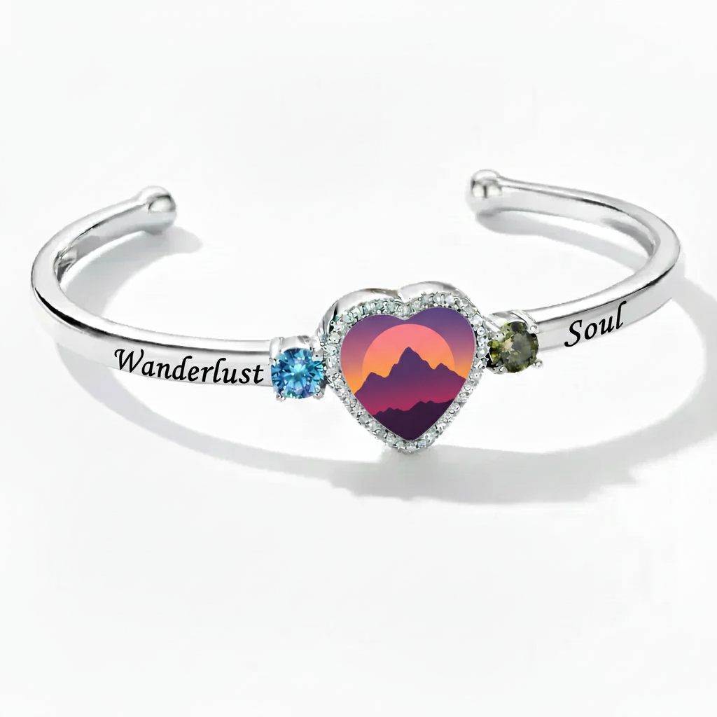 Delicate Heart Locket Bangle — Adjustable Fit, Timeless Sparkle B4008