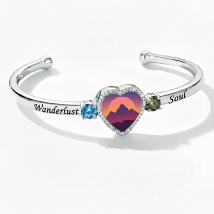 Delicate Heart Locket Bangle — Adjustable Fit, Timeless Sparkle B4008