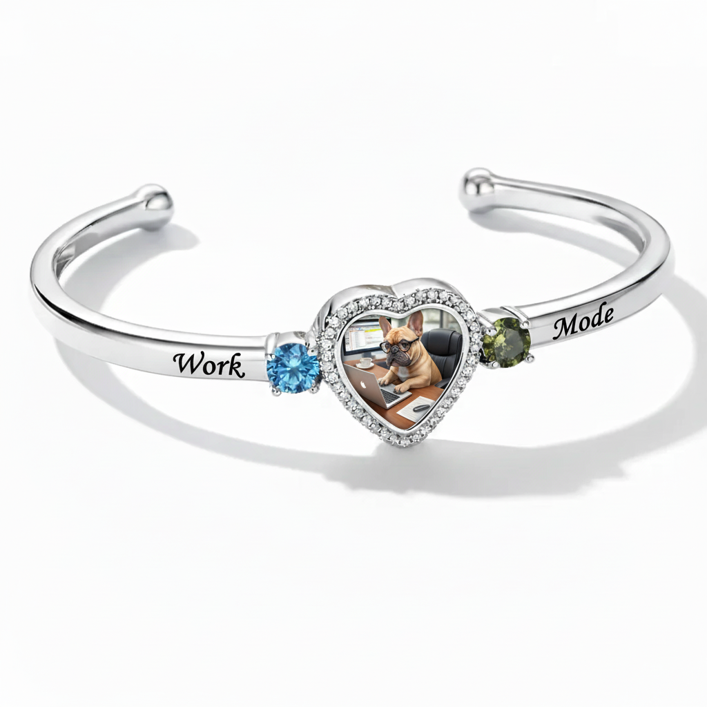 Delicate Heart Locket Bangle — Adjustable Fit, Timeless Sparkle B4002