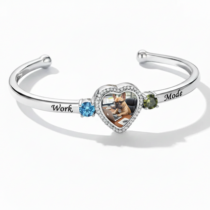 Delicate Heart Locket Bangle — Adjustable Fit, Timeless Sparkle B4002